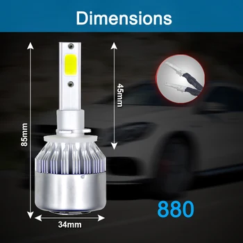 

6000K Car LED Headlight 6000K Color Temperature Bulbs Full Sealed Waterproof 200m Light Range 2PCS Fit for 880 881 H27 H8 H9 H11