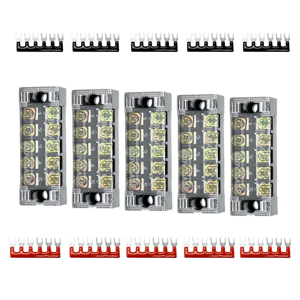 5 Pieces 600V 15A Positions Double Row Screw Blocks with Terminal Barrier Strip | Автомобили и мотоциклы