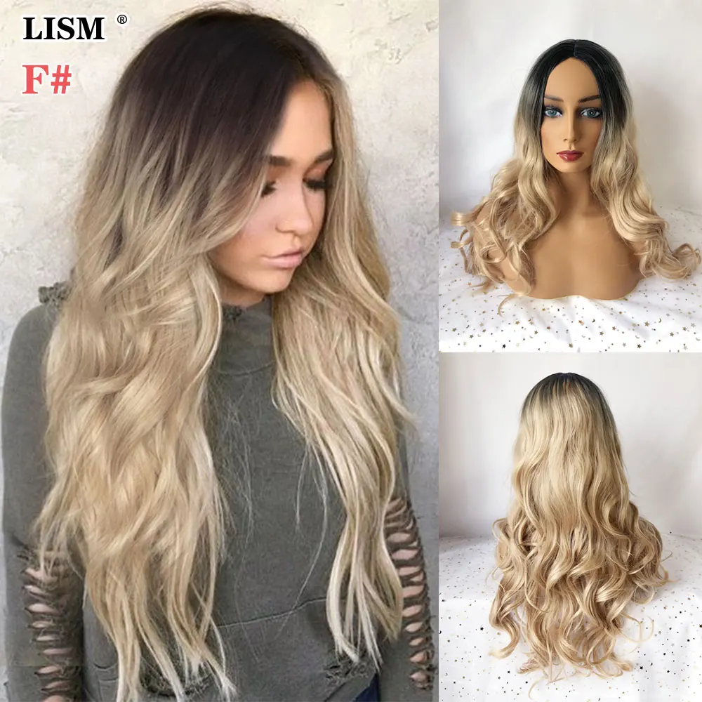 Ladies Blonde Synthetic Long Wavy Wig Grey Braided Wigs Cosplay Party Medium Length Perruque Synthetique Femme Peluca Fantasia