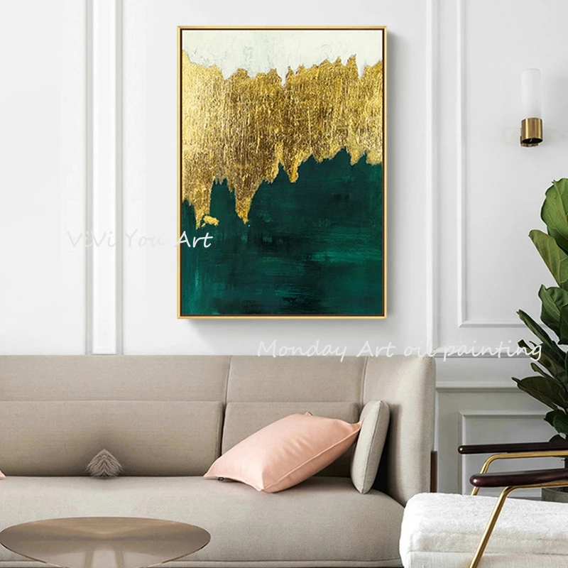 Высококачественная Картина на холсте, ручная работа, абстрактная Золотая картина маслом для гостиной, современная живопись, декоративная картина на стену, искусство