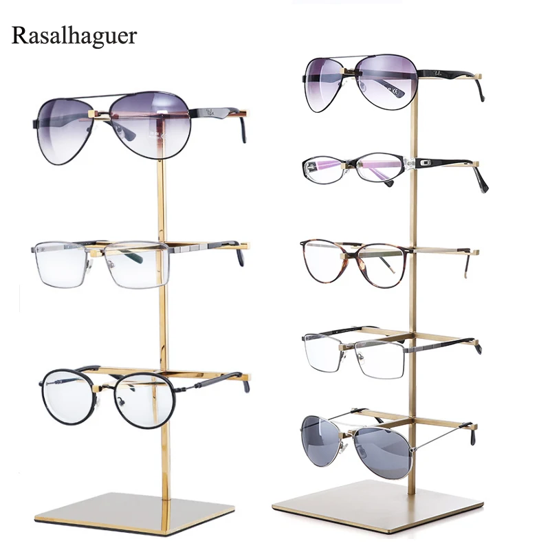 Glasses Eyeglasses Metal Gold Black Display Stands Shelf Glasses Display Show Stand Holder Rack 5 Sizes Options High Quality new 9 sizes multi layers sun glasses natural wooden display eyeglasses stands shelf glasses holder worked great assemblable