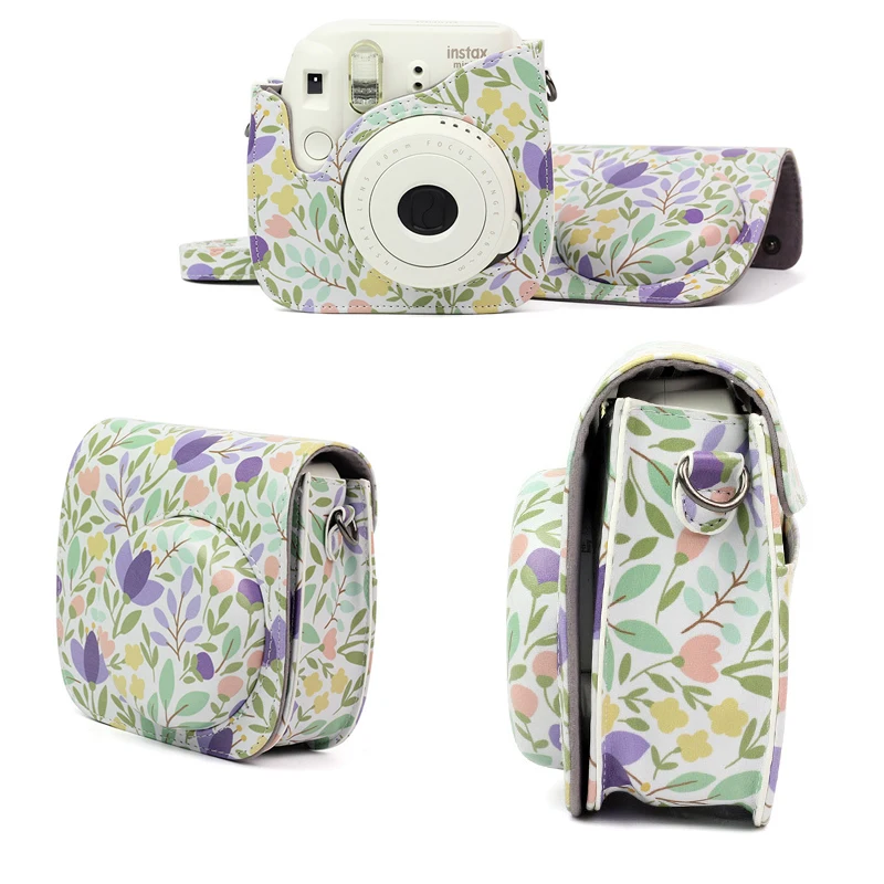 Fujifilm Instax Mini 9 8 8+ аксессуары для камеры Художника масляной краской из искусственной кожи Защитная сумка на плечо Чехол - Цвет: forest green