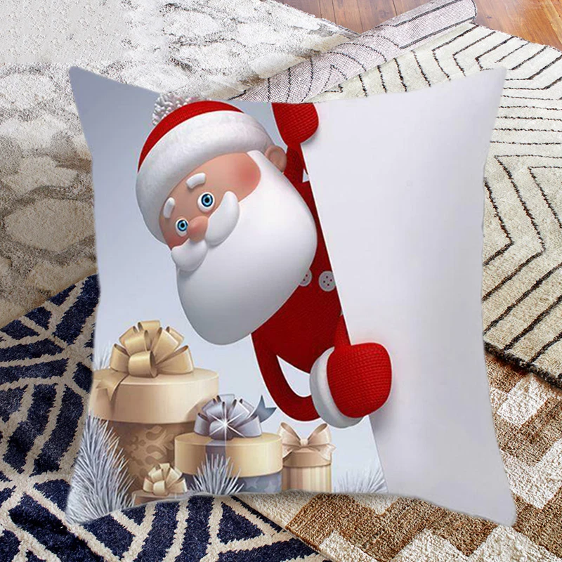 Рождественский напечатанный Чехол для подушки, чехол для подушки, хлопок, бархат, рождественские украшения для домашнего дивана, Navidad, вечерние принадлежности для декора 45*45 см