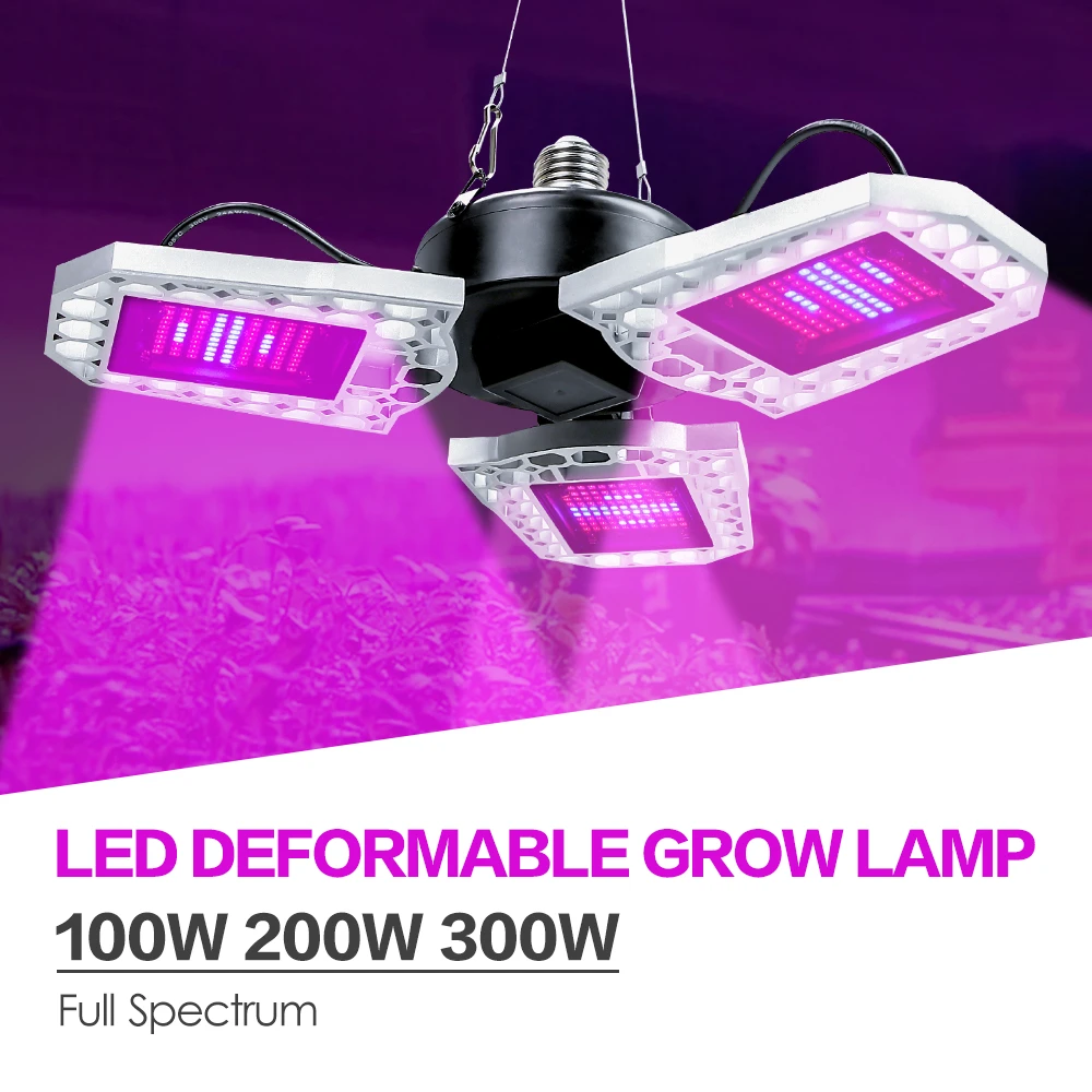 

LED Grow Light Full Spectrum LED Plant Growing Lamp 100W 200W 300W E27 Deformable Lamp E26 Growbox Indoor LED Hydroponics Light