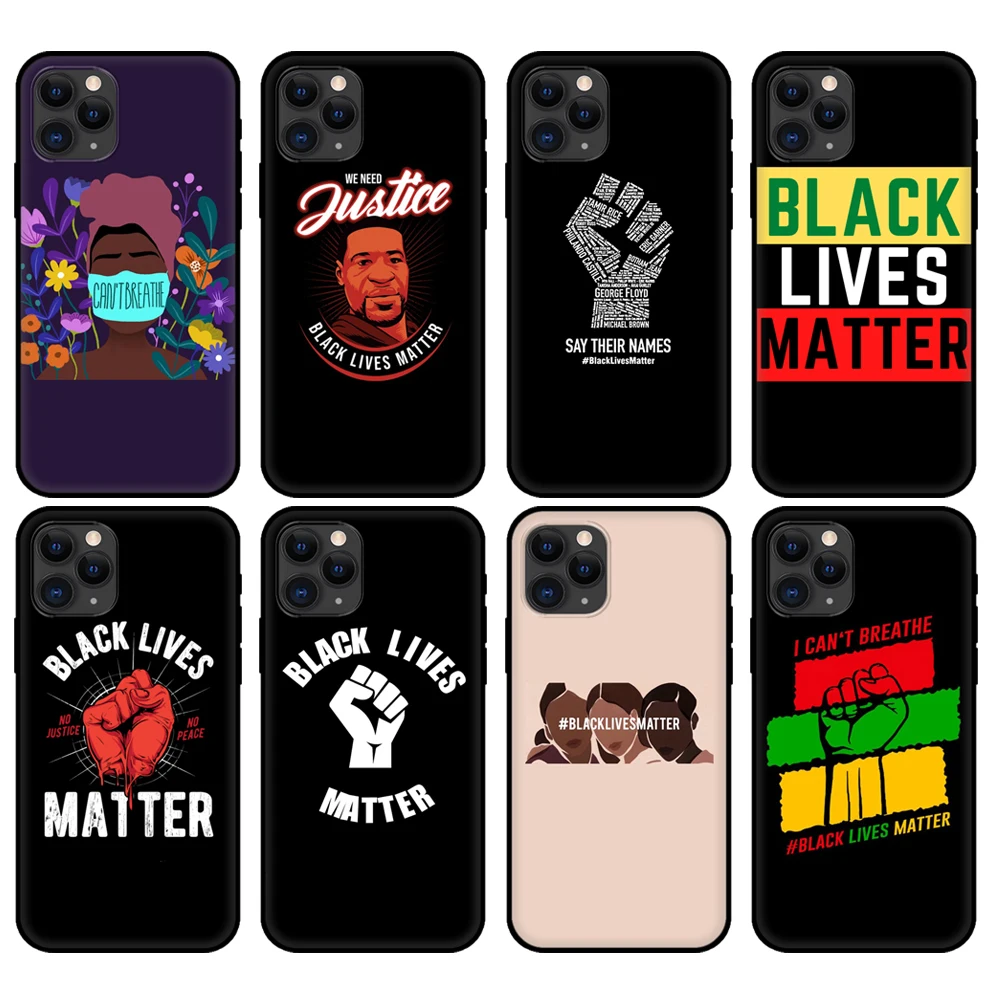 Custodia In Tpu Nera Per Iphone 5 5S Se 6 6S 7 8 Plus X 10 Cover Per Iphone Xr Xs 11 Pro Max Custodia Nero Vive Materia George Floyd