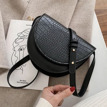 

Vintage Stone Pattern PU Leather Crossbody Bags For Women 2020 Fashion Half Moon Female Luxury Shoulder Bag Small Bolsa Feminina