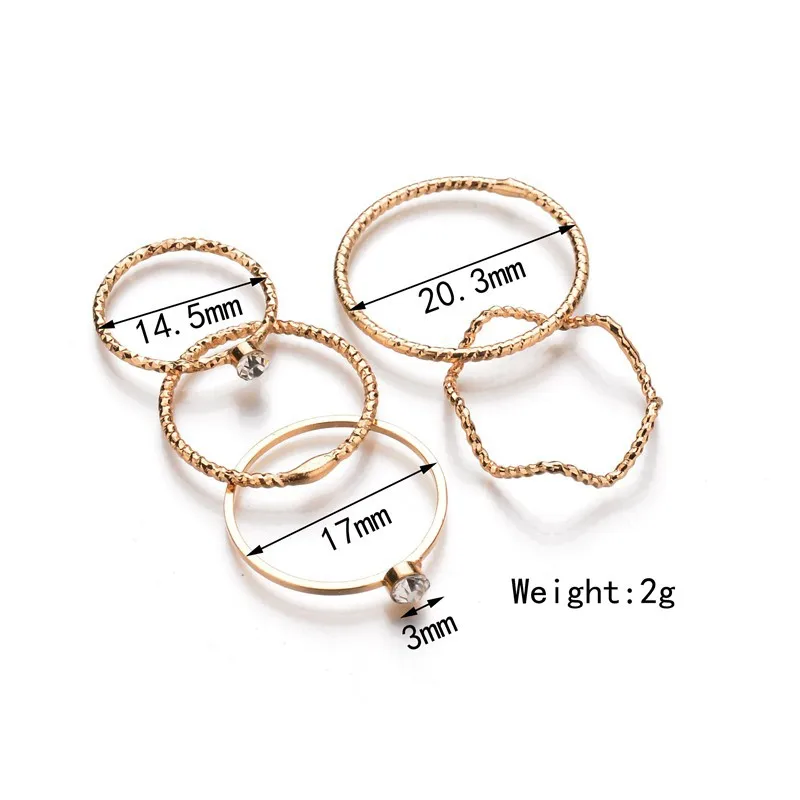 Charm Rings Wholesale Five Pieces Sets With Crystals Elegant Jewelry Fashion Engagement Party Gift Accessories | Украшения и
