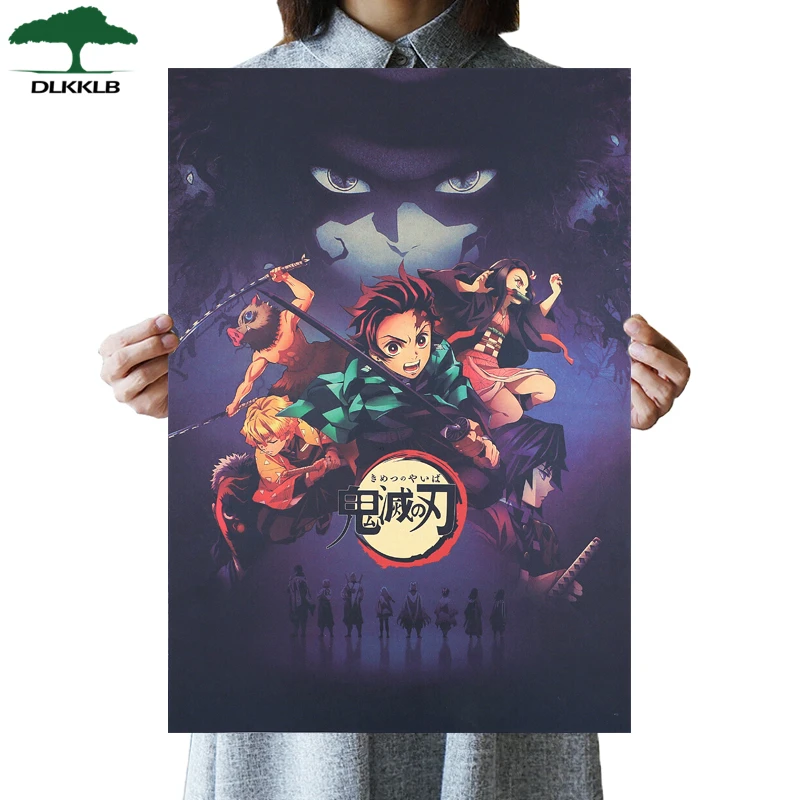 Постер DLKKLB аниме Demon Slayer настенный художественный постер декор из крафт-бумаги