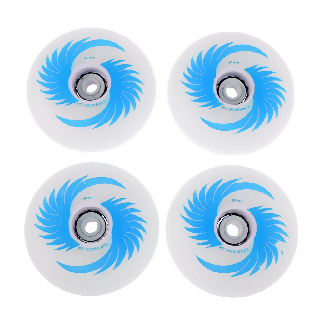 4 шт PU Магнитный фонарь коньки колеса для роликовые коньки - Цвет: 80mm Blue