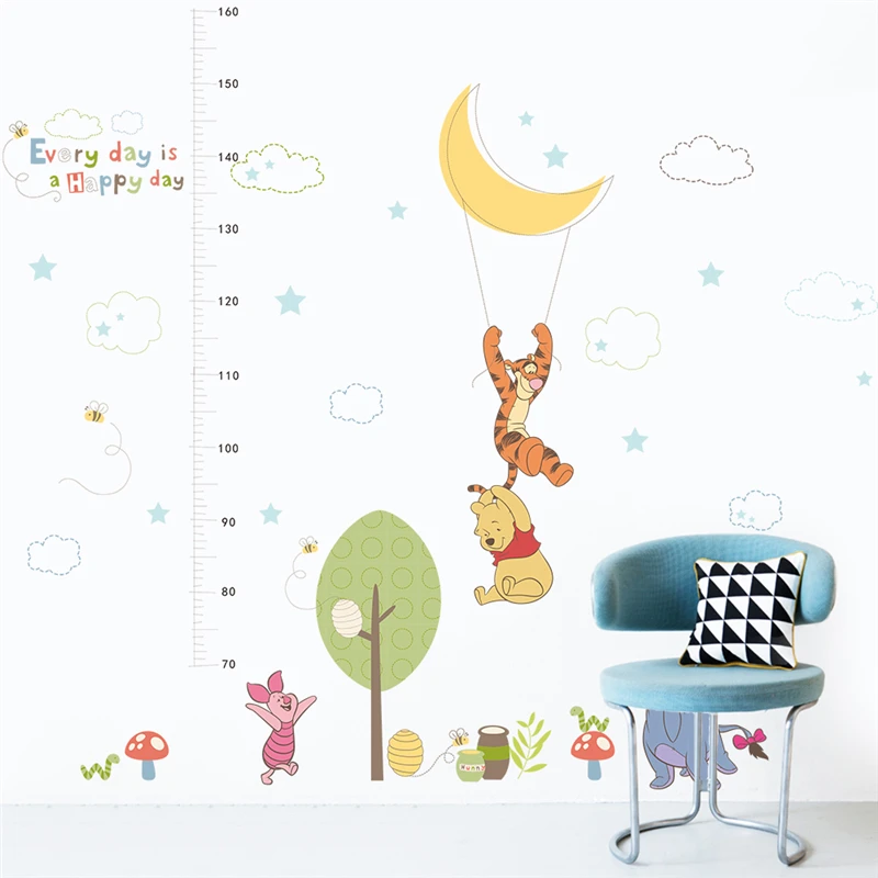 Disney cartoon winnie pooh growth chart wall stickers bedroom home decor diy animals height measure wall decals pvc mural art