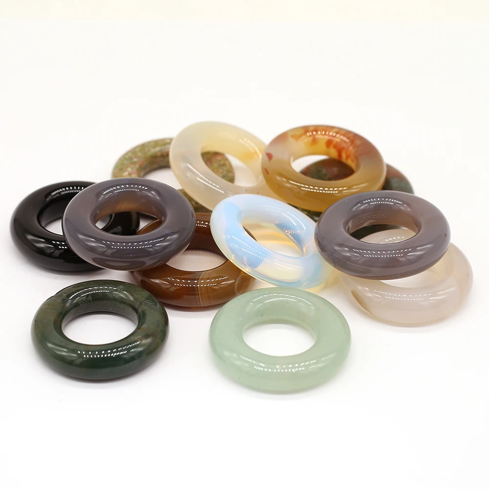 5 PCS Random Color Natural Stone Pendant Macroporous Beads DIY for Jewelry Making Necklaces Earings Accessories Gift 30x30mm