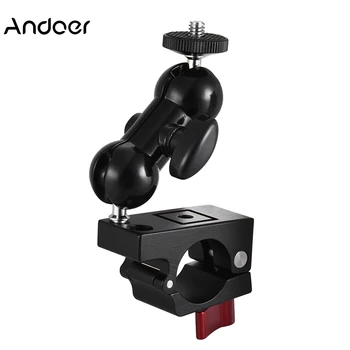 

Andoer 25mm Rod Clamp w/ Articulating Friction Arm Monitor Mount with Thread Double Ballhead for Handheld Gimbal Stabilizer