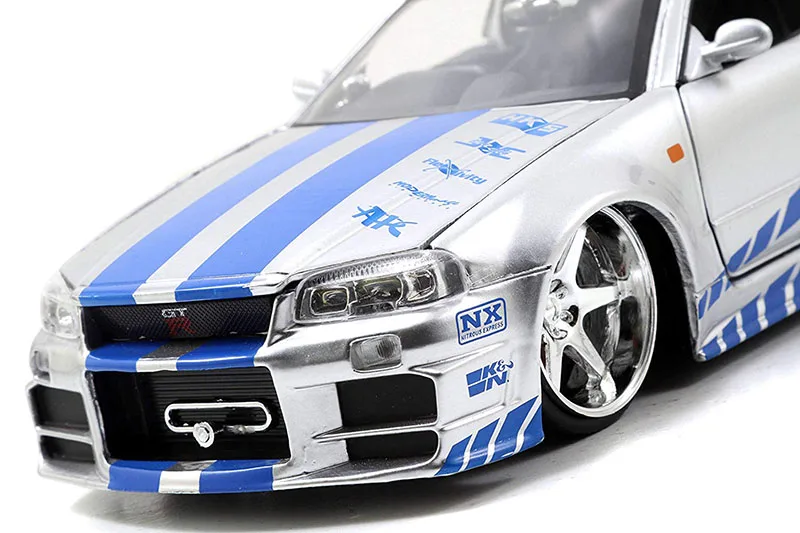 Model samochodu Nissan Skyline GTR R34 w skali 1:24 Metalowe
