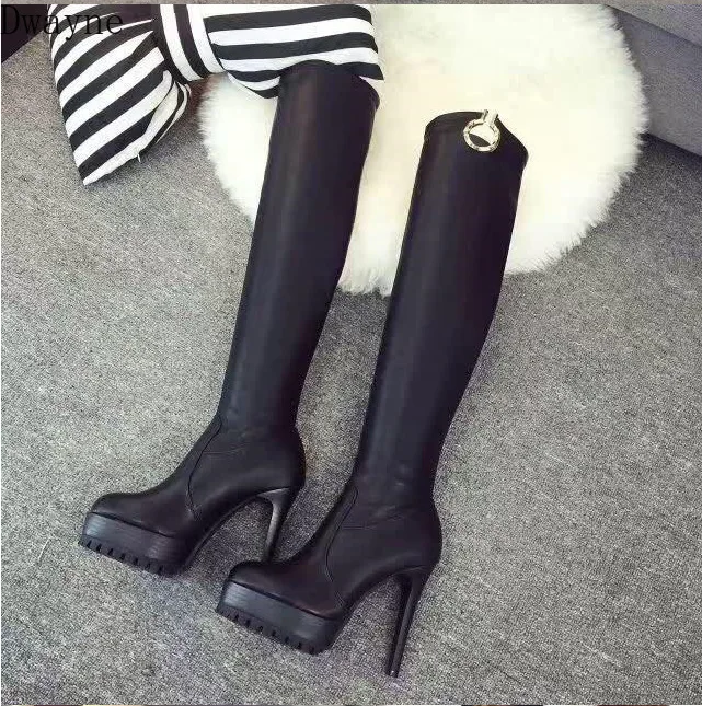 

Winter Thin Heels Long Boots Platform High Heels Sexy Models Catwalk Over-the-Knee High Tube Boots Fashion Elegant Women's Boots