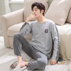 2021 Spring Autumn Men Cotton Pajamas Long Sleeve Male Pajama Set Men Long Pants Pajamas For Men New Sleepwear Suit Homewear 4XL
