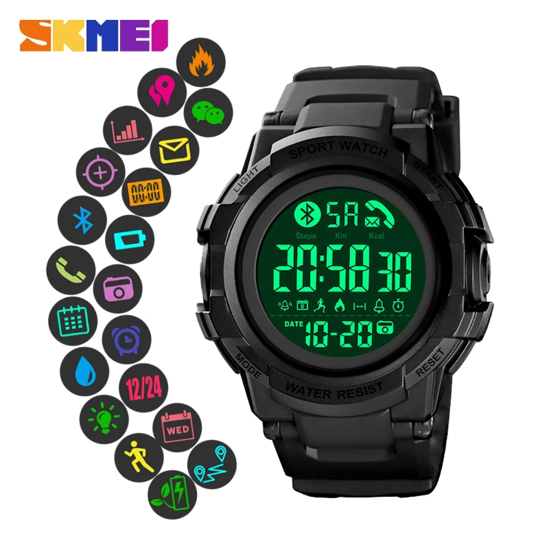 

SKMEI LED Display Men Smart Watch Wristwatch Pedometer Chronograph Stop Watch Call Reminder Sport Smartwatch Reloj inteligent