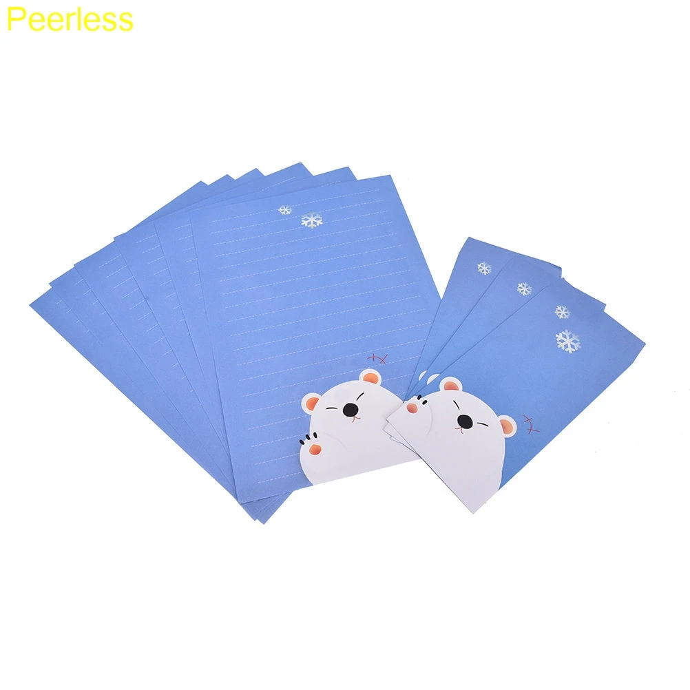 Papel de escritura sin Peerless, 6 hojas + 3 hojas de sobre, papel de letras de animales bonitos con almohadilla de sobre para regalo
