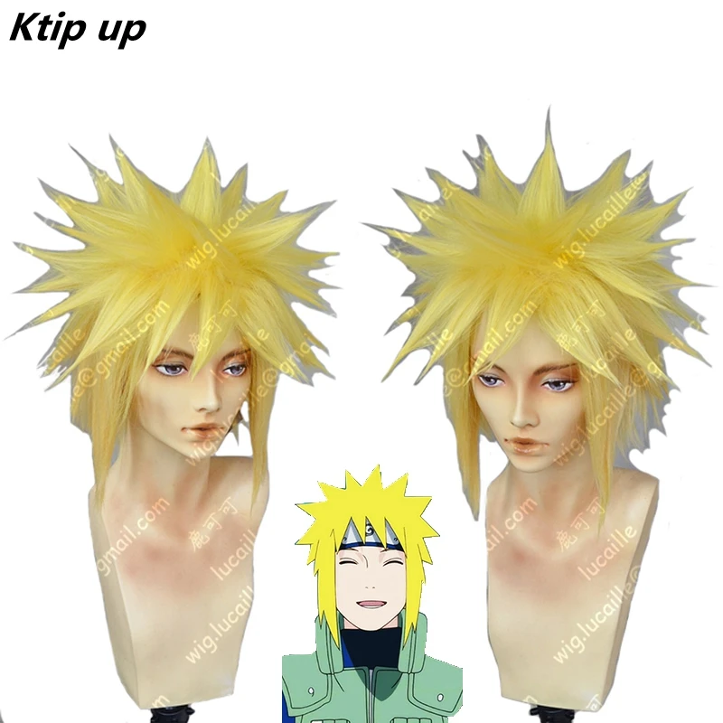 

Ktip Up Anime NARUTO Namikaze Minato Lemon Yellow Synthetic Hair Cosplay Costume Wig + Wig Cap