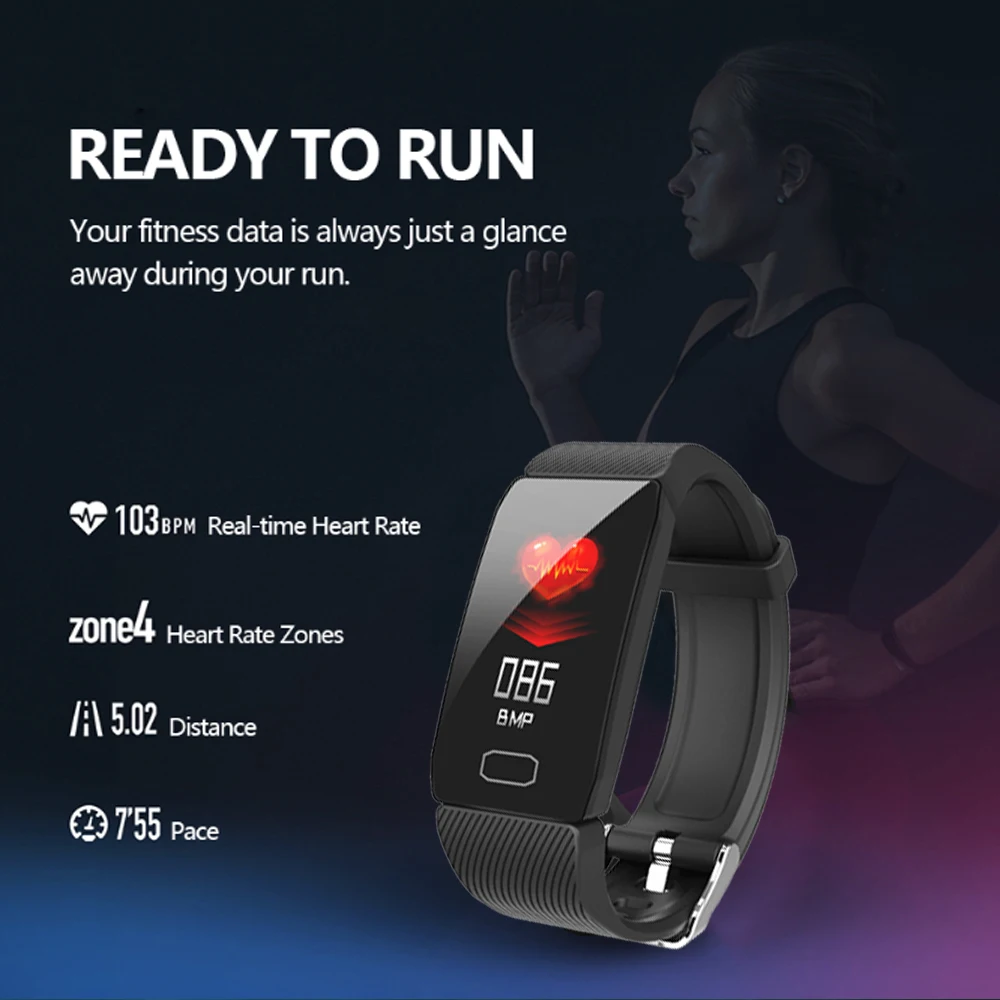 Q1 Новая мода Smartband и браслет и умные часы Обнаружение сердечного ритма шаг подсчета Bluetooth 4,0 для спорта на приводе