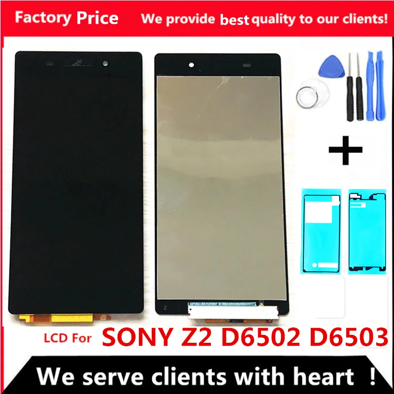 Goede 100% Originele LCD Display Voor Sony Xperia Z2 D6502 D6503 D6543 L50W D6502 Touch screen Digitizer Vergadering Frame met Gratis gereedschap