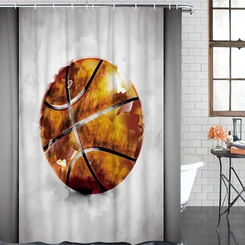 

Bathroom Curtain Basketball Watercolor Painting Art Waterproof Fabric Shower Curtain Home Decoration Bathroom Shower Curtain