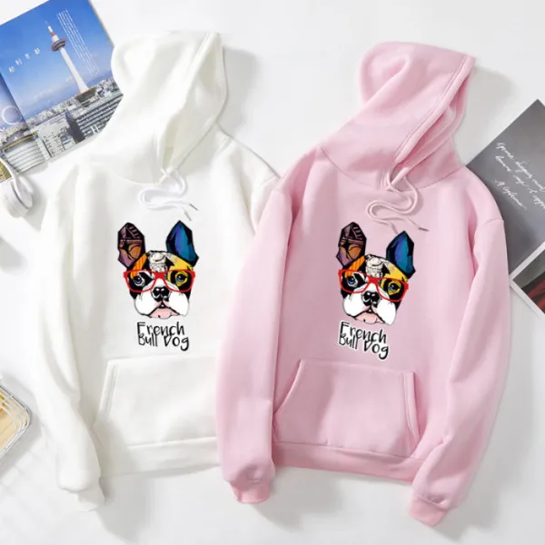 

Popular Winter Funny Cute Dog Print Hoodies Creative Hip Hop College Style Anime Unisex Novelty Sweatshirt Cartoon Vintage Top