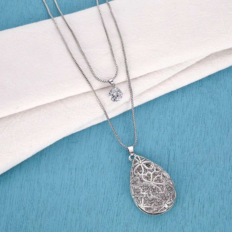 Ожерелье s& Кулоны для женщин Collier Femme модная винтажная Серебряная цепочка для свитера ожерелье Boho с кристаллами в виде капли воды ювелирные изделия