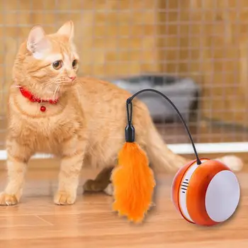 

Electric Rotating Ball Toys With Feather Funny Dog Cat Toys Bird Pet Seat Scratch Toy For Cat Kitten Dog Intelligence Trainning
