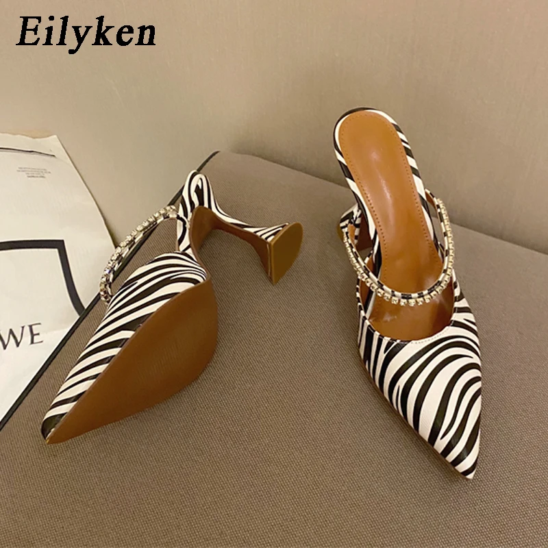 Eilyken 2022 New Zebra Women Pumps Fashion Crystal Slingback High heels Party Strange Style Wedding Bride Shoes Size 35-41 5
