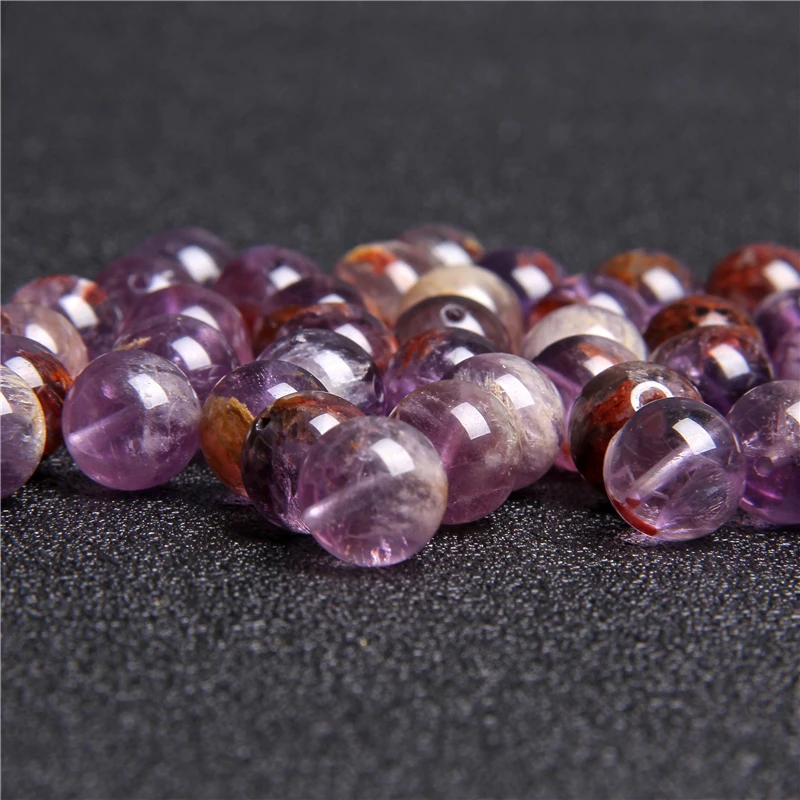 

Purple Rutilated Quartz Stone Beads Round Loose Rutilated Quartz Beads 6 8 10mm Beads For Jewelry Bracelet Necklace DIY Making
