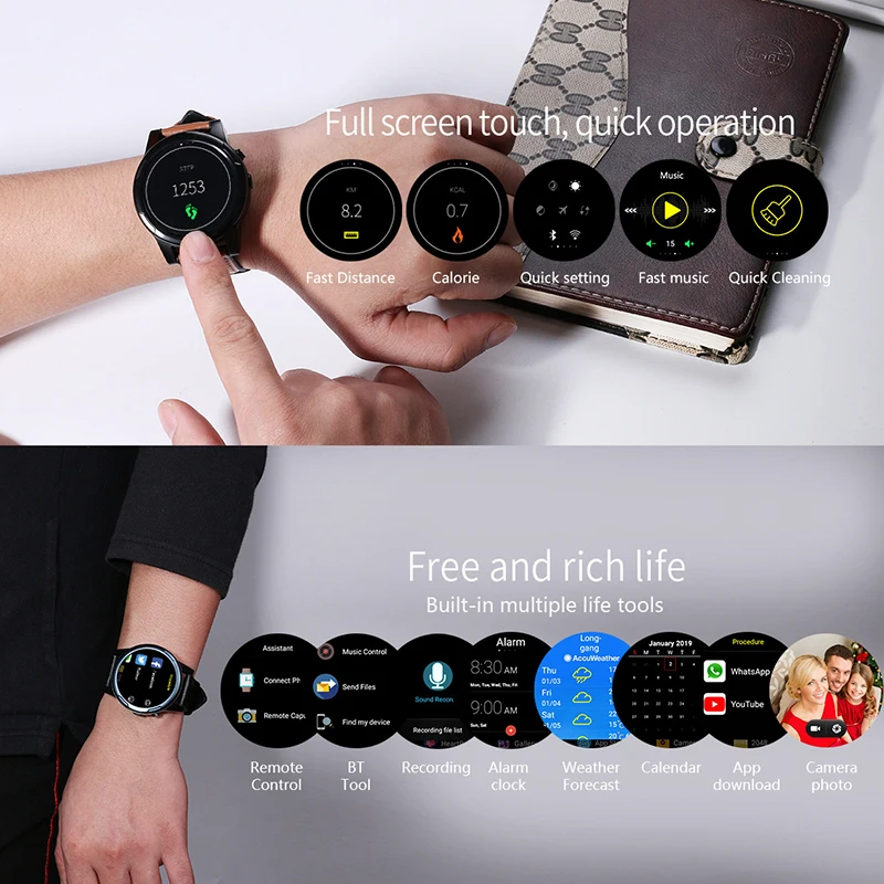 X361 4G Smart Watch 1.6 inch Crystal Display GPS/GLONASS Quad Core 16GB 3+32GB 600mAh Leather Strap Sport Men Smartwatch
