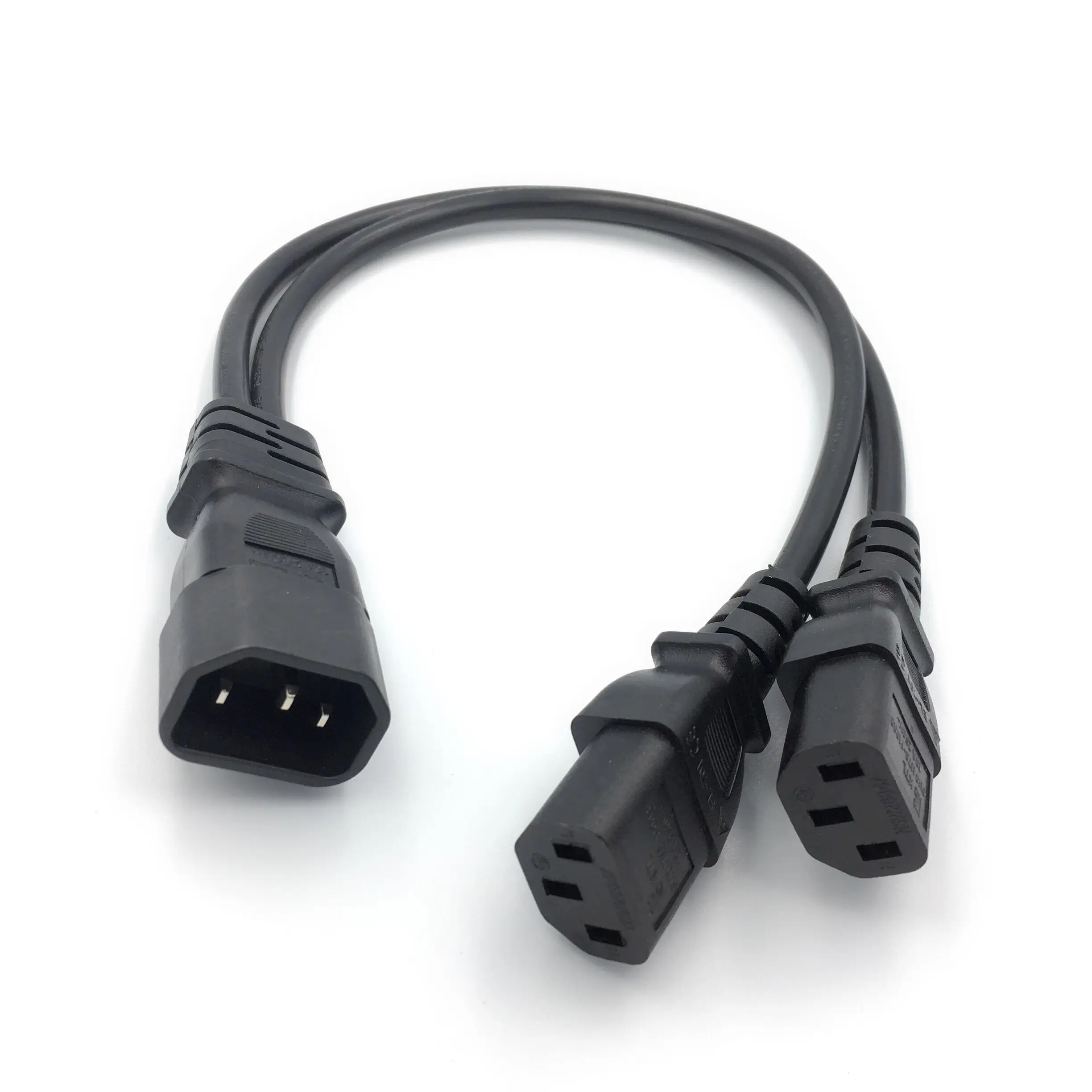 1pcs Single C14 to Dual C13 5-13R Short Power Y Type Splitter Adapter Cable Cord 30cm power cable,power cord,plug adapter,power plug connector