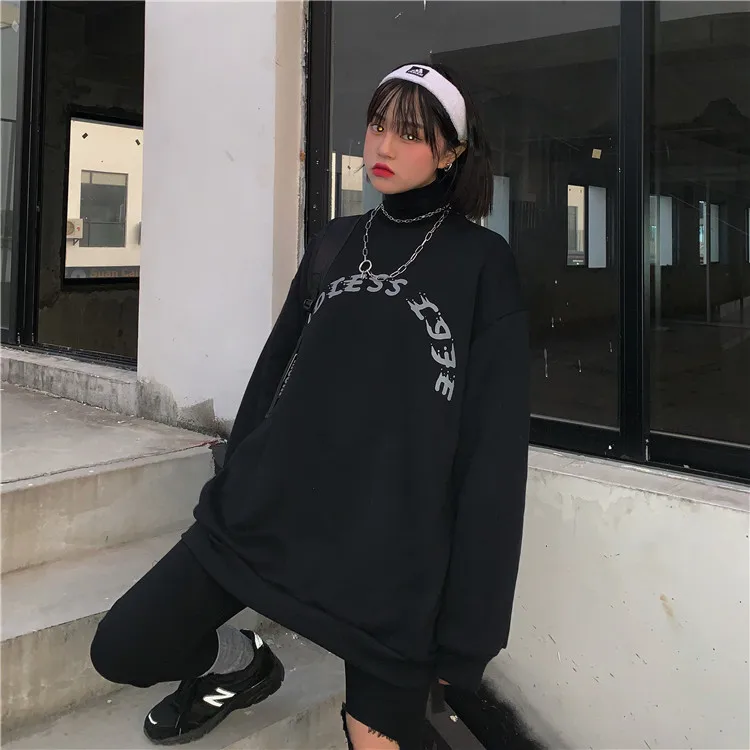 Женский свитер ins Harajuku с буквенным принтом и круглым вырезом, пуловер с длинными рукавами и толстовки, повседневная женская одежда в Корейском стиле на осень и зиму