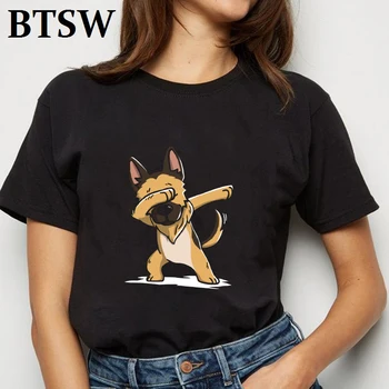 

Funny German Shepherd Dabbing Women's Printing T-Shirt Korean Style Harajuku Casual Kawaii T Shirt Ulzzang Plus Size Tops 90s