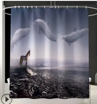 Shower curtain 2 Прямая поставка, Набор ковриков для ванной комнаты, набор ковриков для туалета, занавеска для душа, нескользящий коврик, набор ковриков для туалета, крышка крышки для душевой комнаты, коврик для пола - Цвет: Shower curtain 2