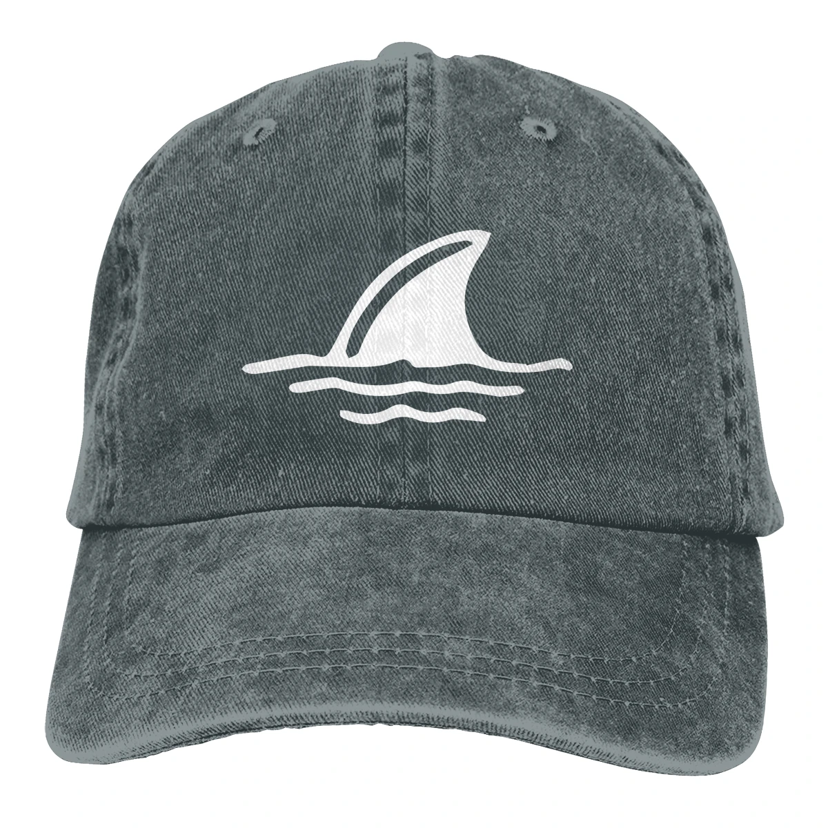 Акулий плавник в воде Casquette черный унисекс Мужские Женские деним бейсболка с ремешком кепки Регулируемый Гольф папа шляпа