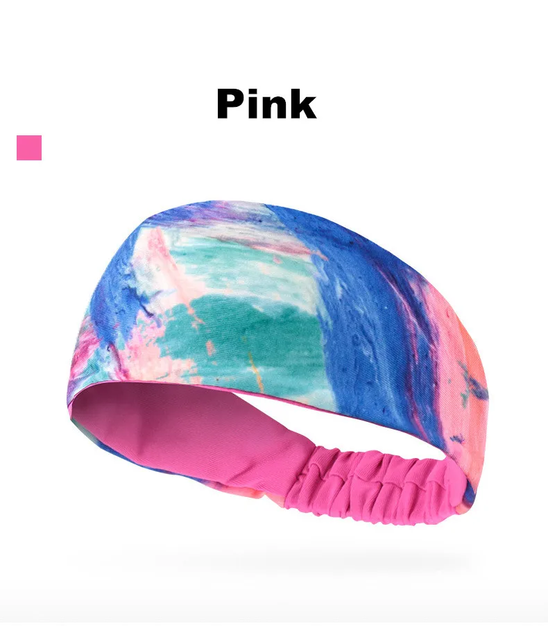 Pink Женский спортивный напульсник, повязка на голову, 1 шт., Налобные повязки для фитнеса, тенниса, велоспорта, йоги, бега на открытом воздухе, L601 - Цвет: Pink