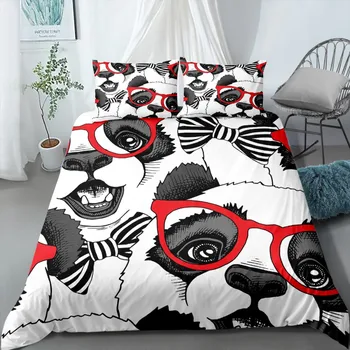 

Panda Duvet Cover Set Cartoon Animal Bedding Kids Boys Girls Bed Set Rainbow Quilt Cover Queen Dropship Gift Single Double Full