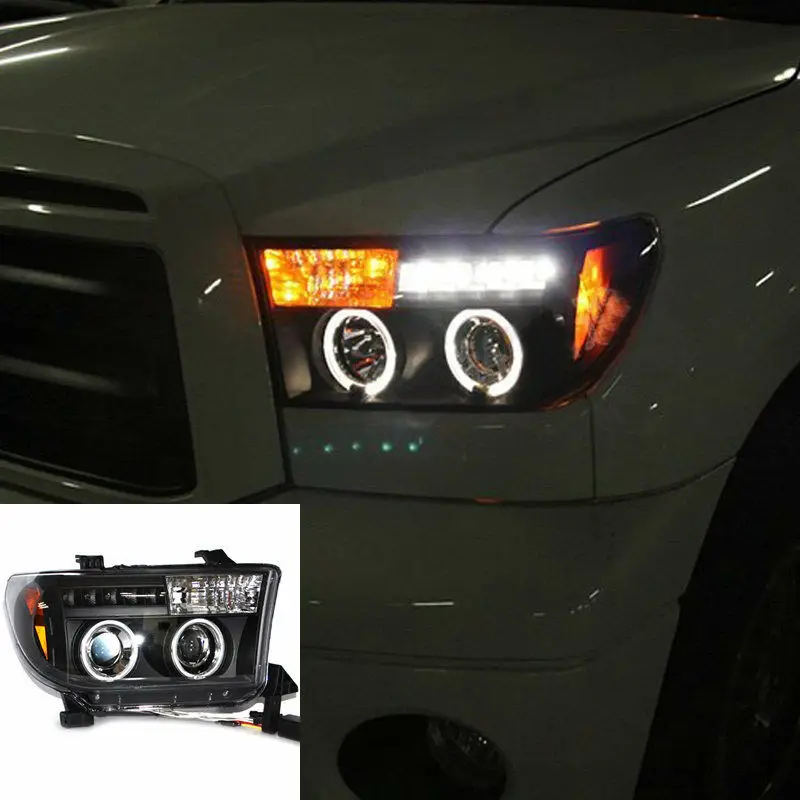 

For Toyota Tundra 2007 2008 2009 2010 2011 Composite Headlight with Angel Eyes Double Beam HID Lens