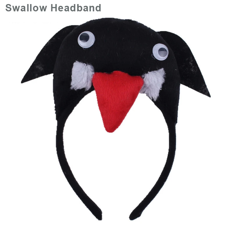 Swallow Headband Комплект из 1 предмета; взрослые повязка на голову в виде животного милый плюшевый рюкзак с принтом «обезьяна», лисы, тигра, повязка на голову, Косплэй Головные уборы вечерние подарок на Хеллоуин и Рождество - Цвет: Swallow Headband