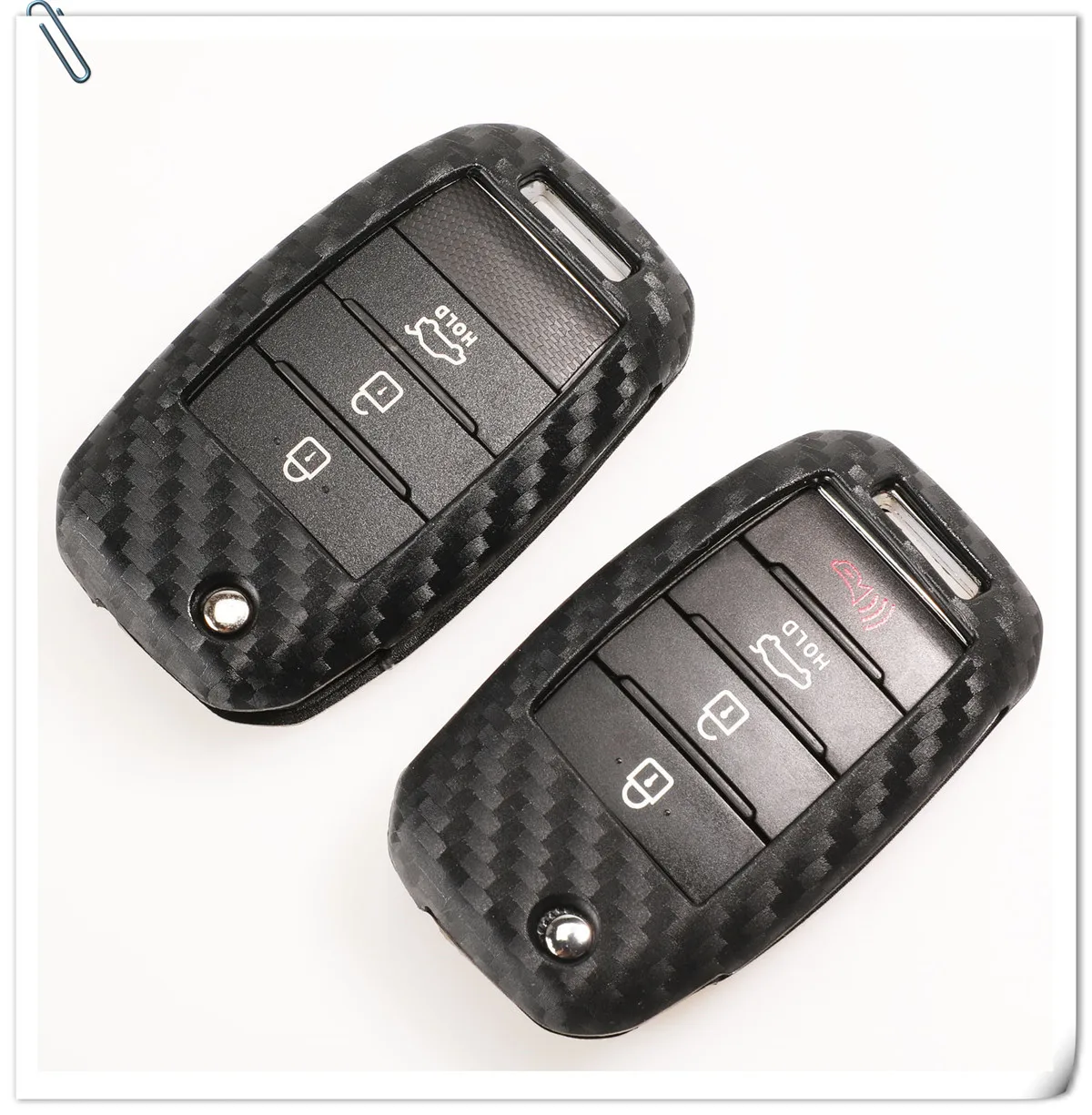 Keyforkess chiave pieghevole in Silicone per auto in fibra di carbonio per KIA Rio Sportage Ceed Sorento Cerato K2 K3 K4 K5 Flip Fob Cover Case Remote - H0784d39656aa4c6d831bdb67be6628571