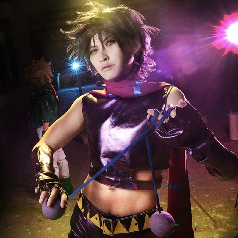 Аниме JoJo's Необычные Приключения Joseph Joestar костюм для косплея фиолетового цвета из искусственной кожи костюм на Хэллоуин Рождественский наряд унисекс