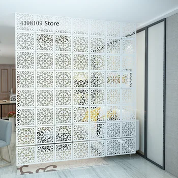 

White PVC room partition screen simple hollow folding partition screen living room porch partition curtain home decoration 6PCS