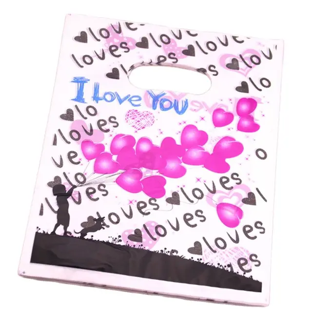 Nagykereskedelem 100Db/Tétel 20*25 Cm Szép Ajándékcsomagolás Ballon Esküvői Szívességgel És Ajándékokkal Ruházat Műanyag Ajándékzsák