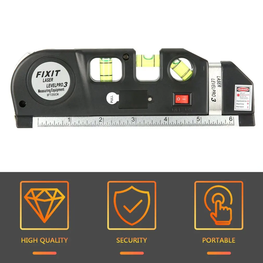 

Laser Level Horizon Upright Measure 8FT Aligner Standard and Metric Ruler Multipurpose Measure Level Laser Black