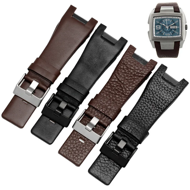 

Fashion Litchi Genuine Leather Watch Band Straps Black Dark brown Watch Band Replacement Strap for Men Watch Accessories 32mm