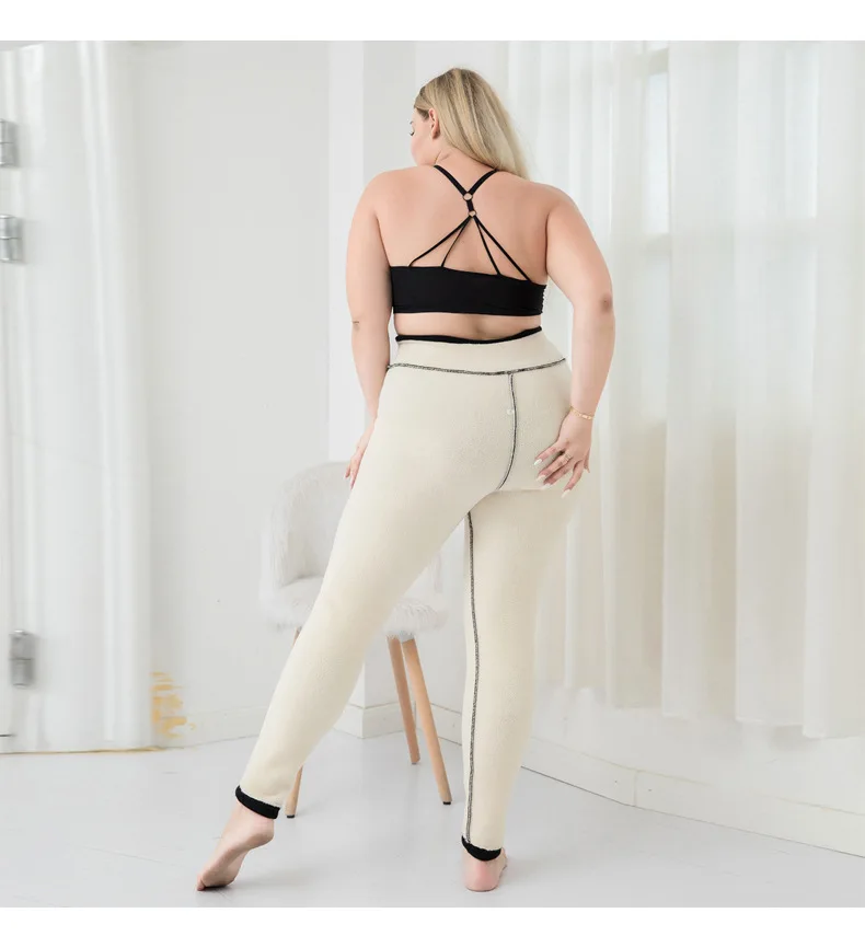 ATHVOTAR Black Warm Pants Winter Skinny Thick Velvet Wool Leggings Women Trousers Thick Warm Elastic Pants For Women Leggings