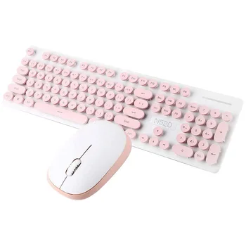 

104 Keys Fast Response 2.4GHz Mechanical Feel Comfortable Typing Wireless Keyboard Mouse Combo for Windows 7/8/10/(Pink)