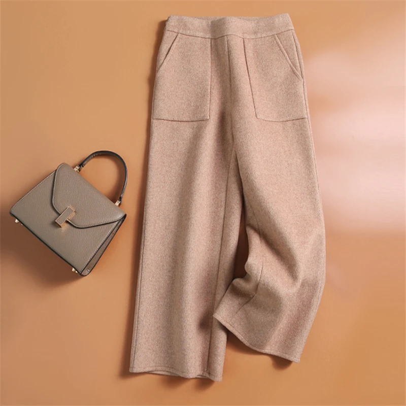 Wide Leg Pants Ladies Wool Wide Leg Wool Pants Womens 2018 High Waist Wool Pants Pants