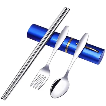 

Stainless Steel Folding Chopsticks Spoon Fork Cutlery Set Outdoor Travel Portable Heart-shaped Smiley Chopsticks Set